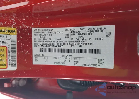 2024 Ford Bronco Outer Banks z USA, uszkodzony, nr VIN 1FMEE8BP5RLA66485